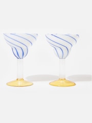 Oliver Bonas Set of 2 Multi Swirl Margarita Glasses - Image 1 of 4