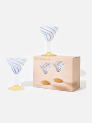 Oliver Bonas Set of 2 Multi Swirl Margarita Glasses - Image 2 of 4