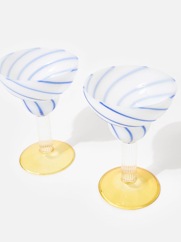 Oliver Bonas Set of 2 Multi Swirl Margarita Glasses - Image 4 of 4