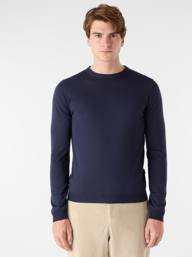 Oliver Sweeney Blue Merino Wool Crew Neck - Image 1 of 5 Oliver Sweeney Blue Merino Wool Crew Neck - Image 1 of 5