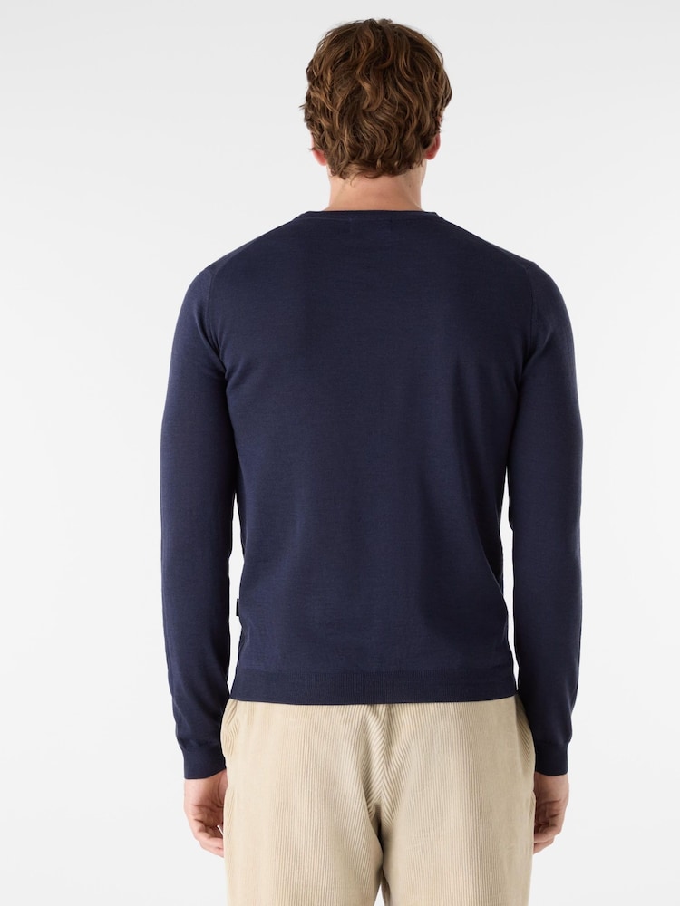 Oliver Sweeney Blue Merino Wool Crew Neck - Image 2 of 5 Oliver Sweeney Blue Merino Wool Crew Neck - Image 2 of 5