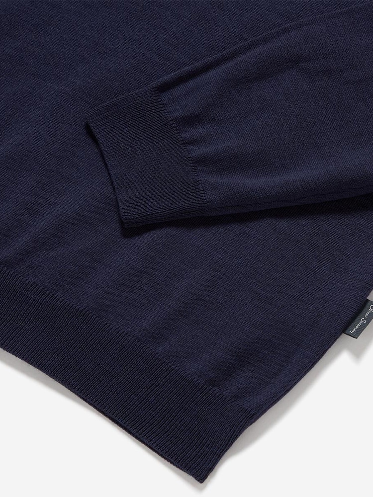 Oliver Sweeney Blue Merino Wool Crew Neck - Image 5 of 5
