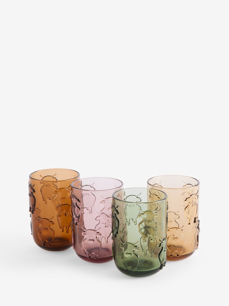 Set of 4 Multi Hamish Pressed Tumbler Glasses - Image 1 of 1 Set of 4 Multi Hamish Pressed Tumbler Glasses - Image 1 of 1