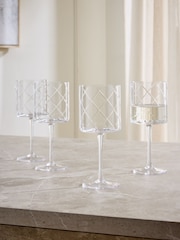 Set of 4 Evie Cut Crystal Wine Glasses - Imagen 1 de 2