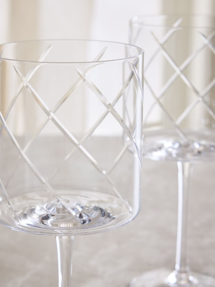 Set of 4 Evie Cut Crystal Wine Glasses - Imagen 2 de 2