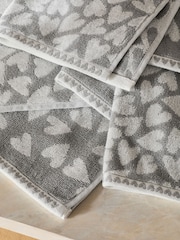 Set of 3 Grey Hearts Patterned Terry Tea Towels - Image 3 of 4