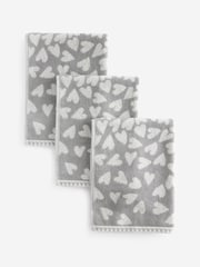 Set of 3 Grey Hearts Patterned Terry Tea Towels - Image 4 of 4