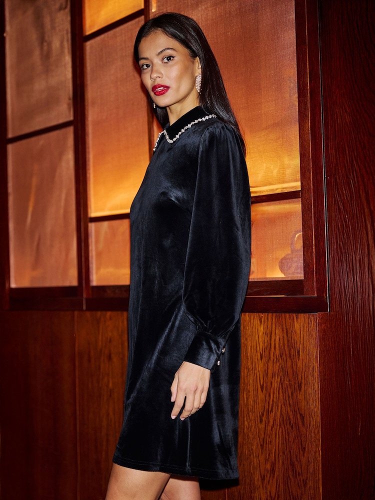 blue velvet tunic dress Dolene Blue Dress L / 007 Deep Waters main image 1