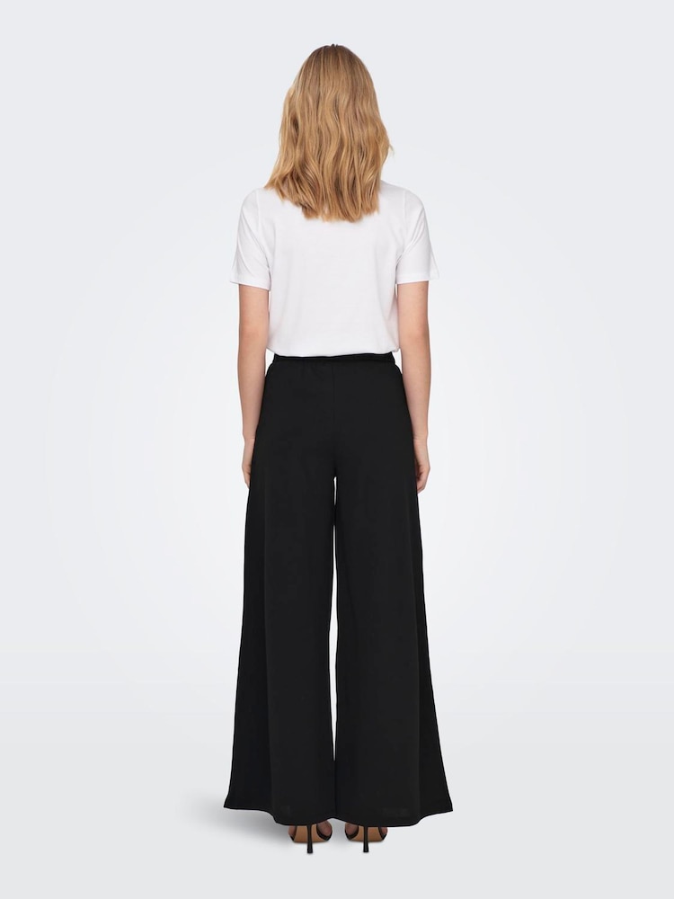JDY Black Wide Flowy Pull On Trousers - Image 2 of 5 JDY Black Wide Flowy Pull On Trousers - Image 2 of 5