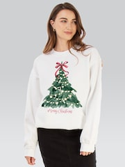 Brands In White Christmas Tree Watercolour Sweatshirt - Image 1 of 5