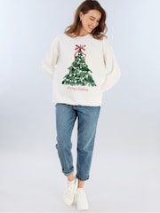 Brands In White Christmas Tree Watercolour Sweatshirt - Image 2 of 5
