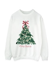 Brands In White Christmas Tree Watercolour Sweatshirt - Image 3 of 5