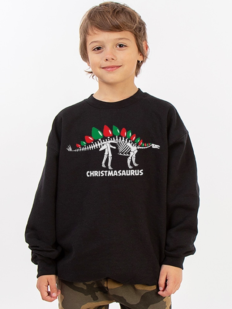 Brands In Black Christmas Dinosaur Christmasaurus Sweatshirt - Image 1 of 5 Brands In Black Christmas Dinosaur Christmasaurus Sweatshirt - Image 1 of 5