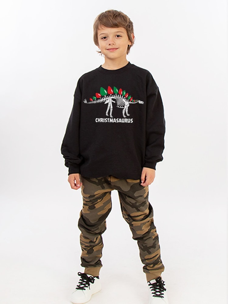Brands In Black Christmas Dinosaur Christmasaurus Sweatshirt - Image 2 of 5 Brands In Black Christmas Dinosaur Christmasaurus Sweatshirt - Image 2 of 5