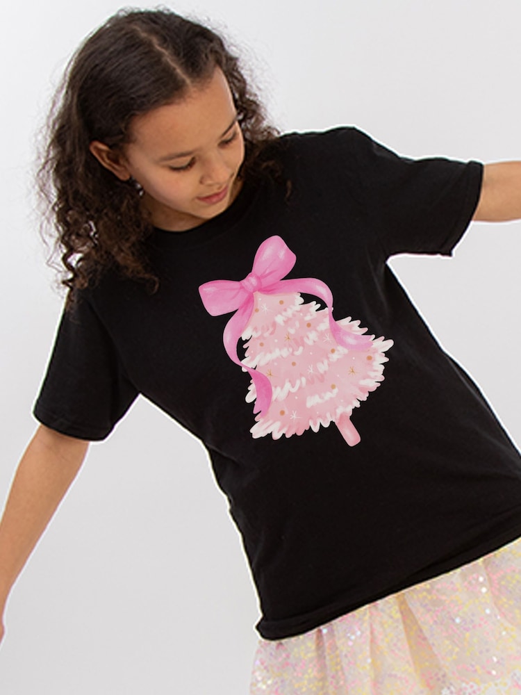 Brands In Black Christmas Tree Bow T-Shirt - Image 1 of 4 Brands In Black Christmas Tree Bow T-Shirt - Image 1 of 4