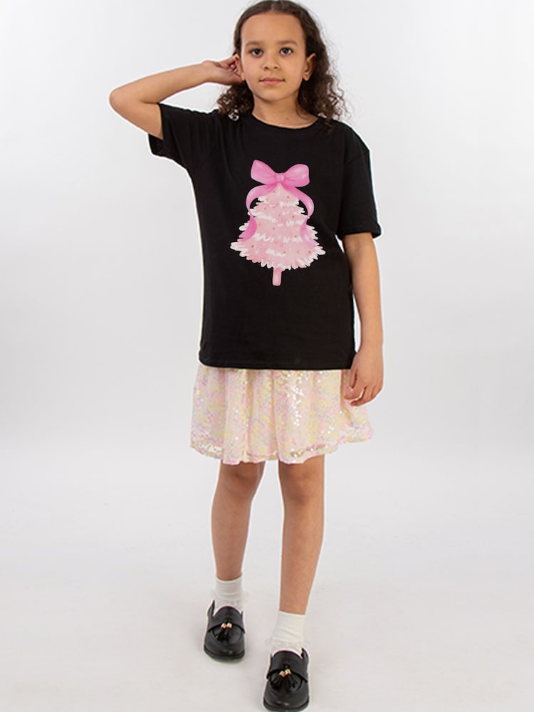 Brands In Black Christmas Tree Bow T-Shirt - Image 2 of 4 Brands In Black Christmas Tree Bow T-Shirt - Image 2 of 4