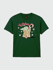 Brands In Green Star Wars Yoda Joy To The Galaxy Christmas T-Shirt - Image 3 of 5