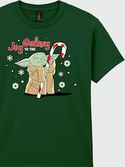 Brands In Green Star Wars Yoda Joy To The Galaxy Christmas T-Shirt - Image 4 of 5