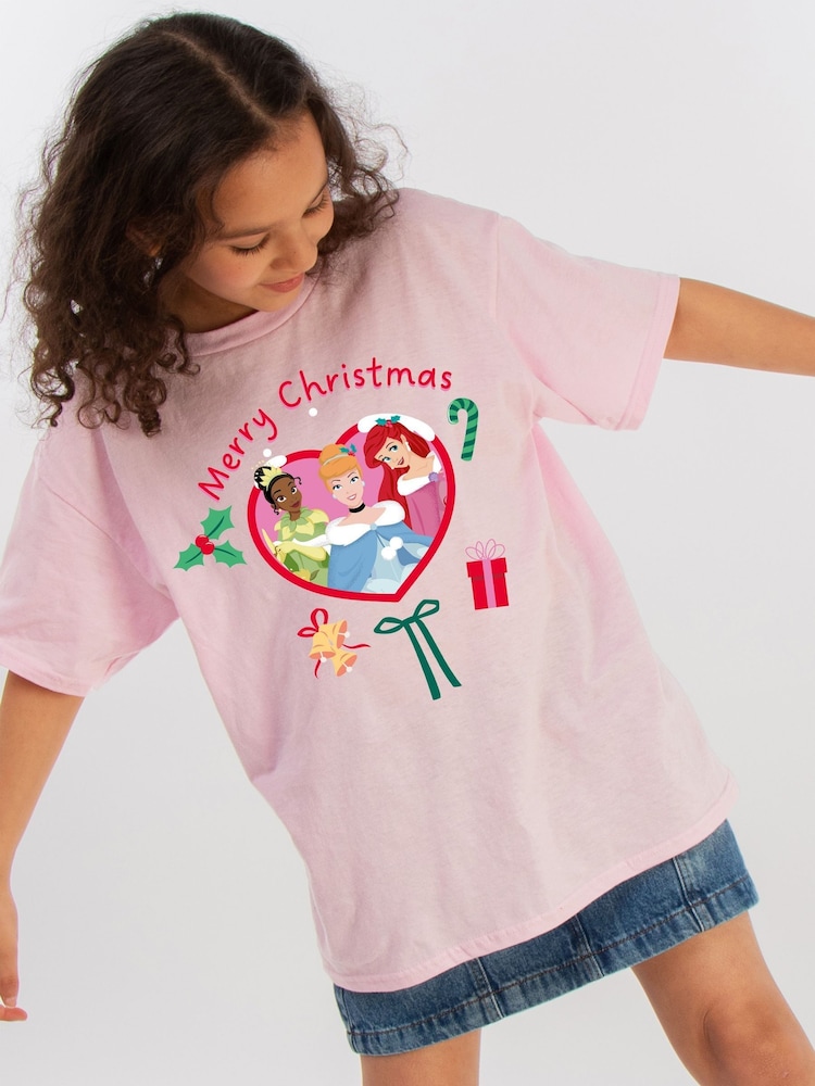 Brands In Pink Disney Princess Merry Christmas T-Shirt - Image 1 of 5