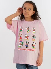 Brands In Pink Disney Mickey Mouse Seasons Greetings Christmas T-Shirt - Image 1 of 5