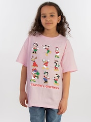 Brands In Pink Disney Mickey Mouse Seasons Greetings Christmas T-Shirt - Image 2 of 5