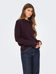 ONLY Burgundy Round Neck Cosy Knit Jumper - Image 3 of 6