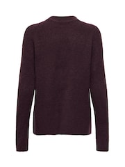 ONLY Burgundy Round Neck Cosy Knit Jumper - Image 6 of 6