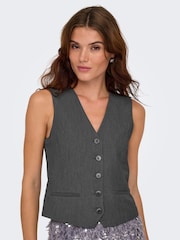 ONLY Grey Tailored Buttoned Waistcoat - Image 1 of 6