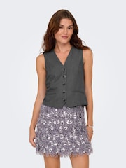 ONLY Grey Tailored Buttoned Waistcoat - Image 2 of 6
