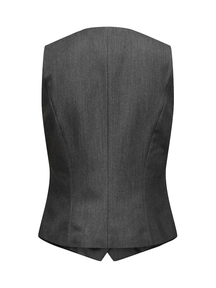 ONLY Grey Tailored Buttoned Waistcoat - Image 6 of 6