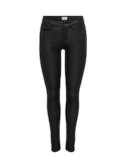 ONLY Black Mid Waist Coated Trousers - Image 6 of 7