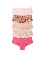 Victoria's Secret Pink/Nude/Leopard Cheeky Knickers 5 Pack - Image 1 of 1