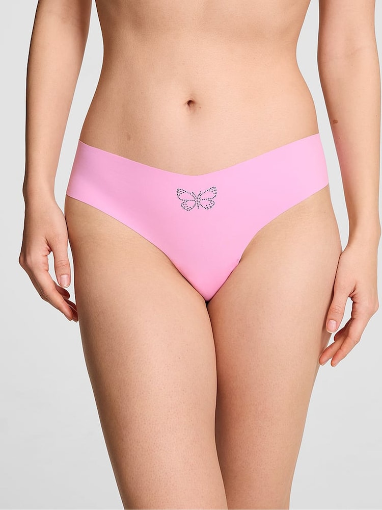 Victoria's Secret PINK Pink Lollipop Diamante Thong No Show Knickers - Image 1 of 2