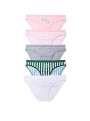 Victoria's Secret White/Grey/Pink/Green Bikini 5 Pack Knickers - Image 1 of 1
