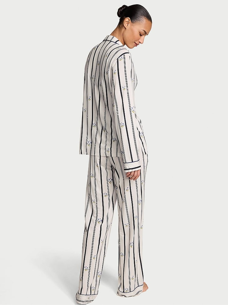 Victoria's Secret Coconut White Floral Stripe Modal Long Pyjama Set - Image 2 of 2 Victoria's Secret Coconut White Floral Stripe Modal Long Pyjama Set - Image 2 of 2