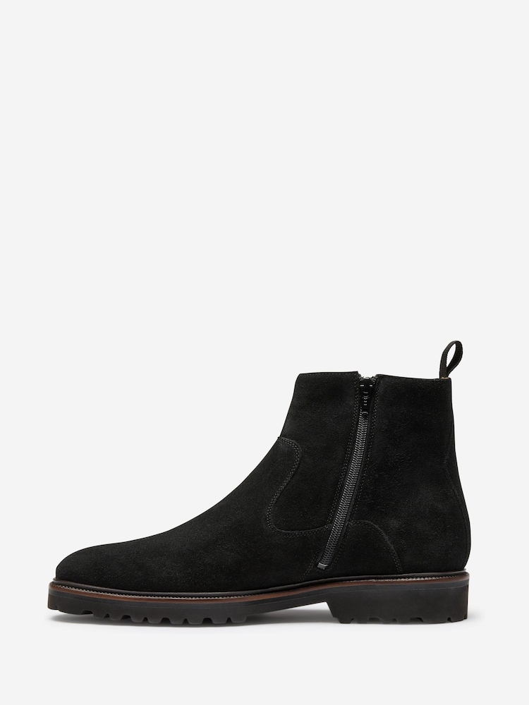 Oliver Sweeney Suede Zip Black Boots - Image 1 of 5 Oliver Sweeney Suede Zip Black Boots - Image 1 of 5