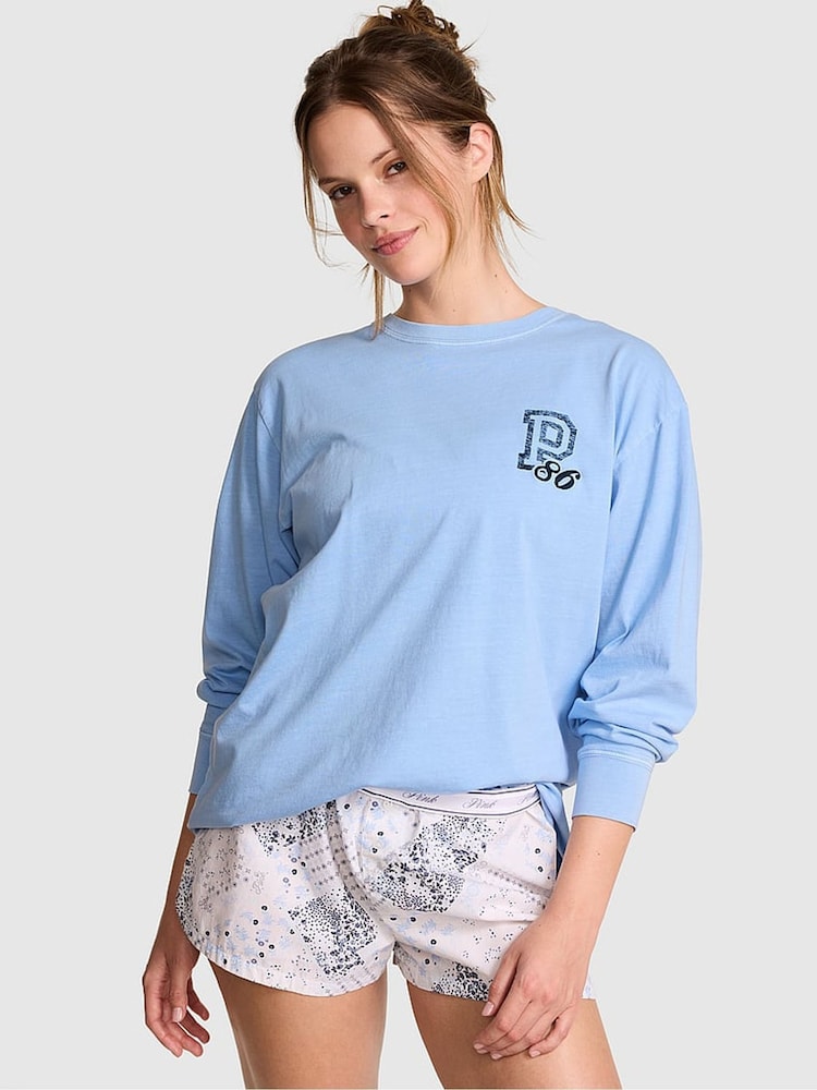 Victoria's Secret Pink Blue Dancer Cotton Long Sleeve T-Shirt - Image 1 of 2