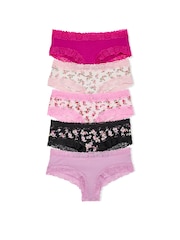 Victoria's Secret Pink Pink Floral Print Cheeky 7 Pack Knickers - Image 1 of 2