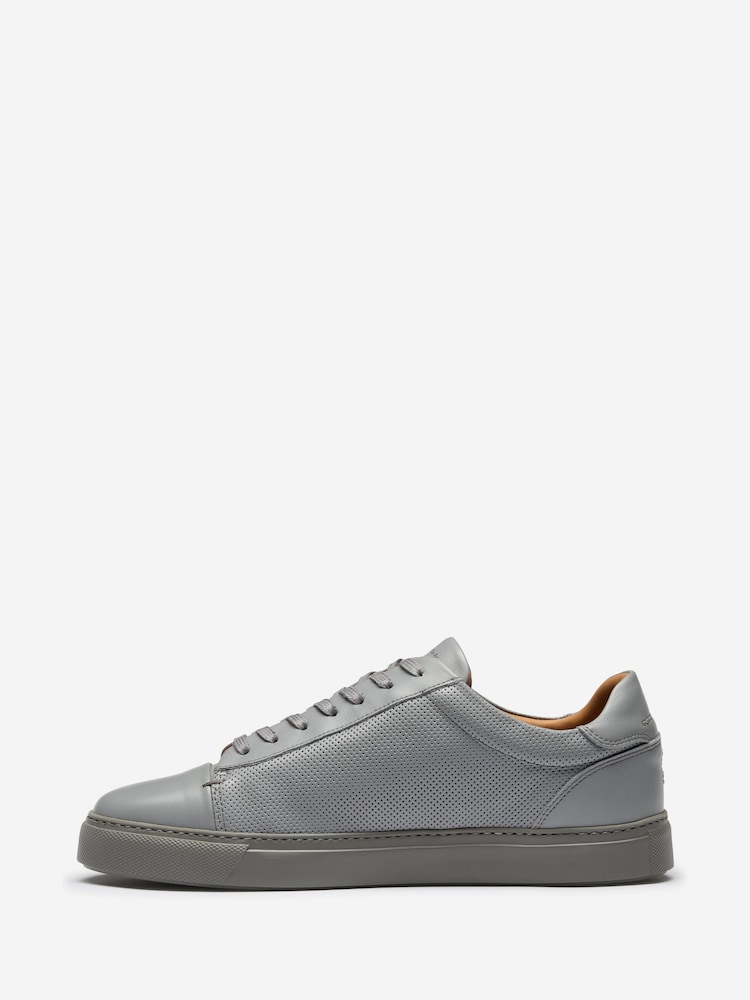 Oliver Sweeney Perforated Calf Leather Cupsole Brown Trainers - Image 2 of 5