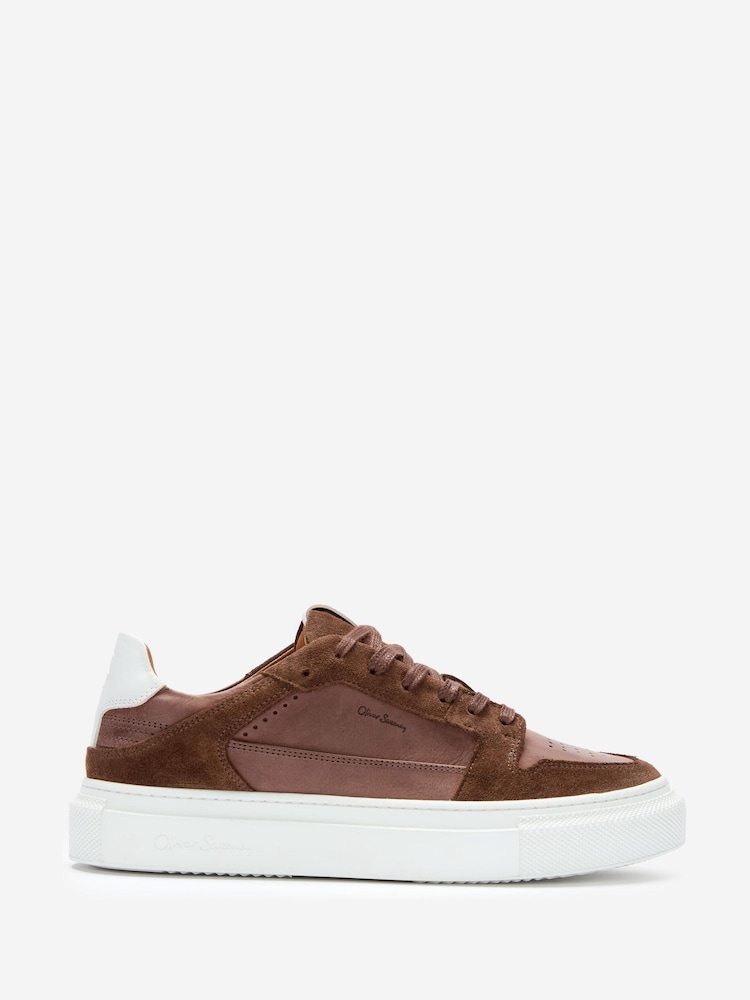 Oliver Sweeney Hand Finished Calf Leather Cupsole Brown Trainers - Image 1 of 5