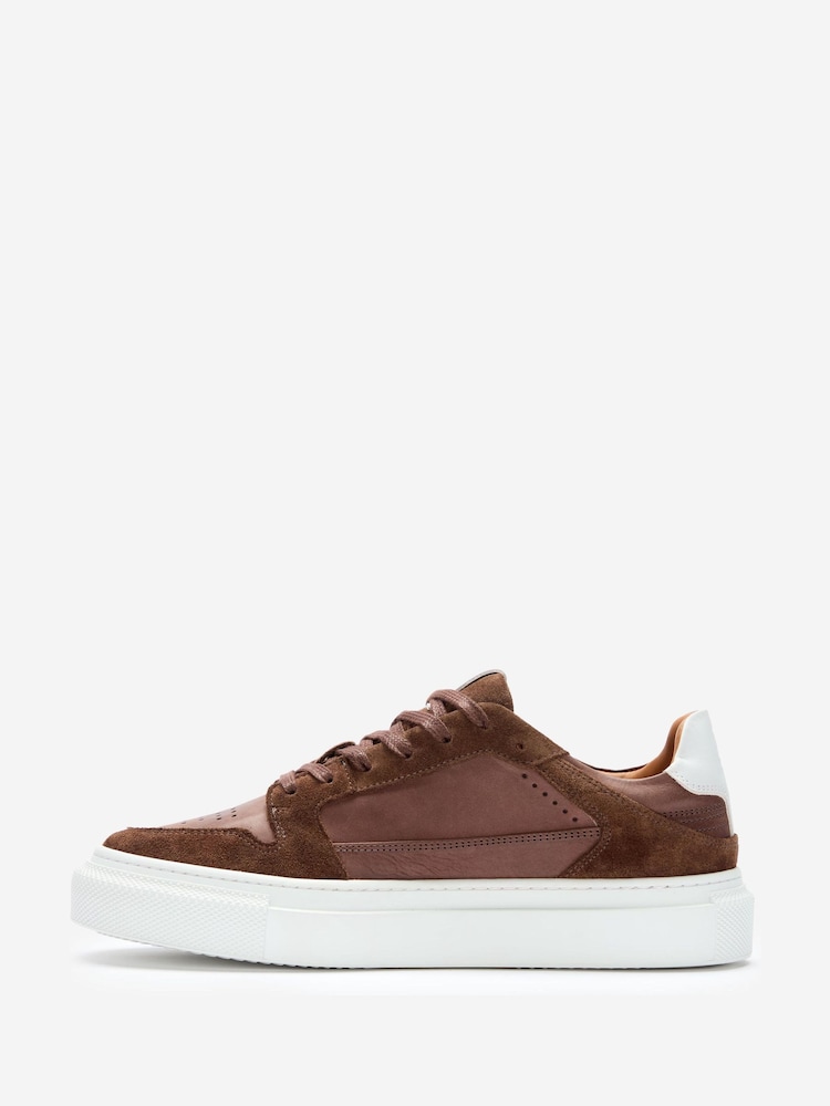 Oliver Sweeney Hand Finished Calf Leather Cupsole Brown Trainers - Image 2 of 5