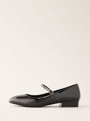 Friends Like These Black Standard Fit  Round Toe Mary Jane Faux Leather Patent Ballerinas - Image 5 of 5
