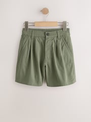 Khaki Green Chino Pleat Shorts (3-16yrs) - Image 1 of 4