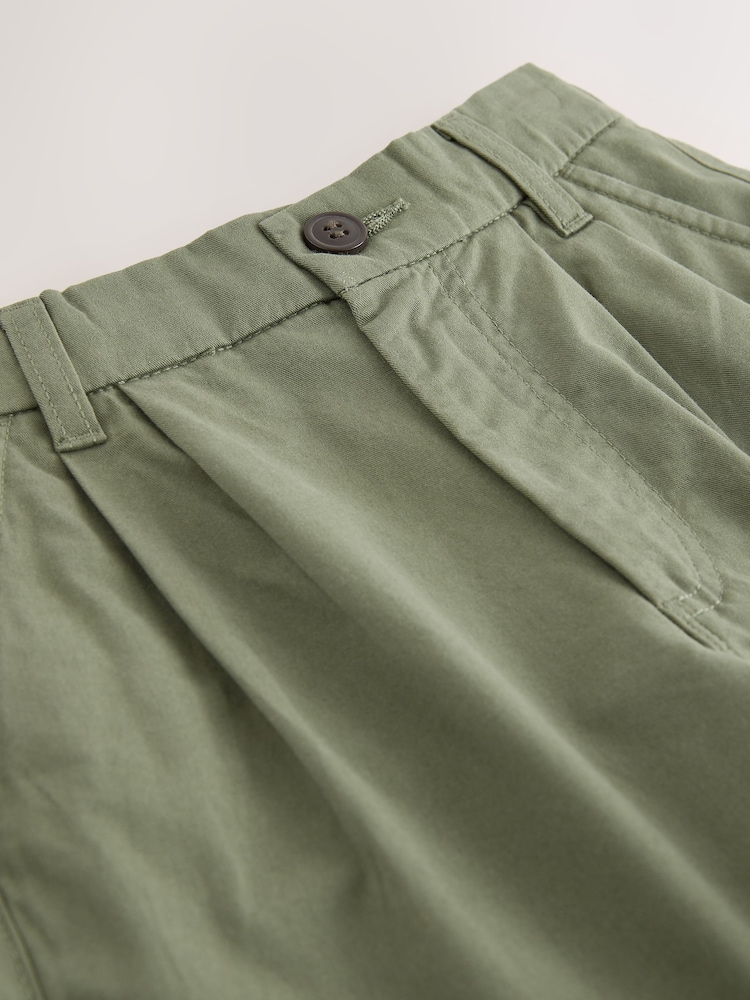 Khaki Green Chino Pleat Shorts (3-16yrs) - Image 4 of 4