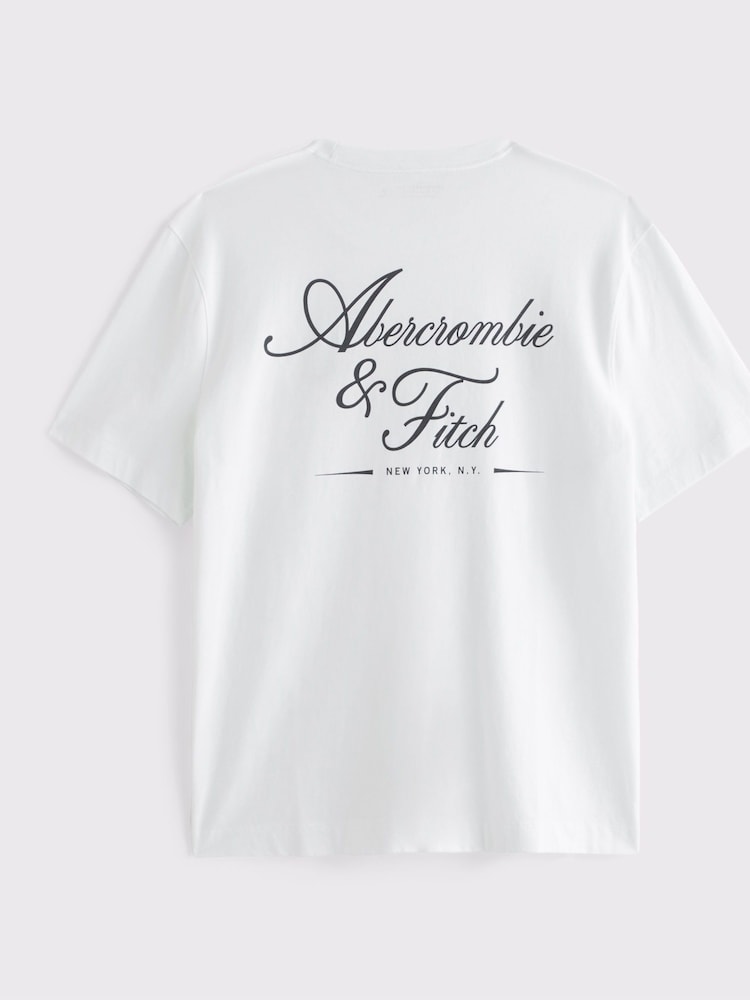Blanco - Abercrombie & Fitch Back Print Logo Crew Neck T-Shirt - Imagen 2 de 2