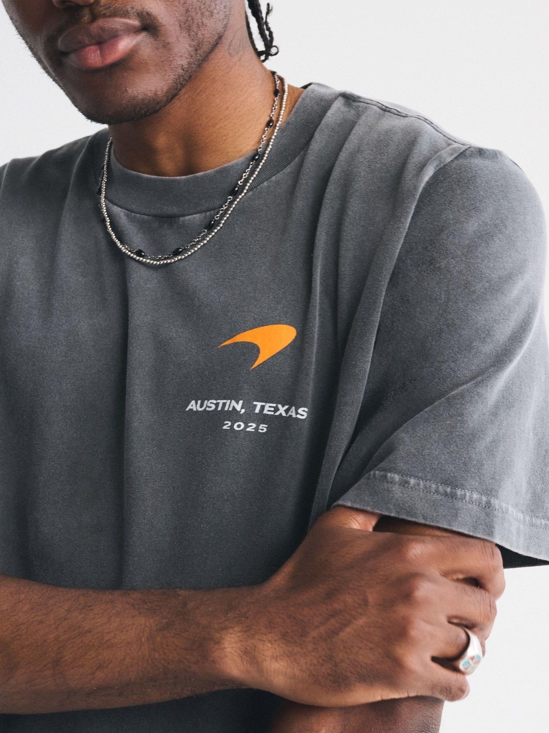 Buy Abercrombie & Fitch Grey McLaren Graphic Crew Neck T-Shirt