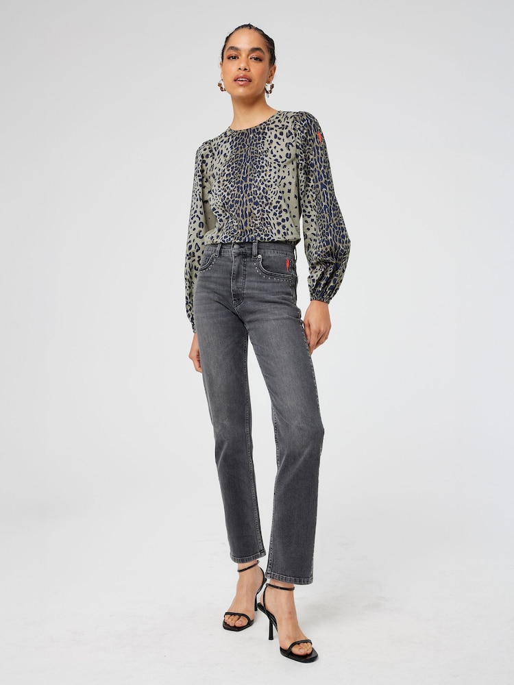 SCAMP & DUDE Black Relaxed Straight Leg Jeans Studded - Image 1 of 4