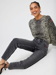 SCAMP & DUDE Black Relaxed Straight Leg Jeans Studded - Image 3 of 4