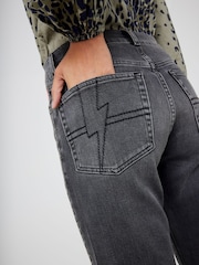 SCAMP & DUDE Black Relaxed Straight Leg Jeans Studded - Image 4 of 4