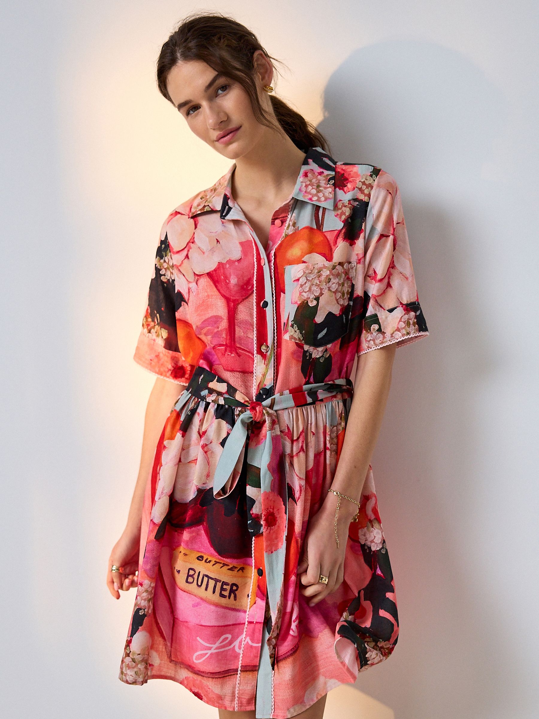 Buy Red Print Short Sleeve Tie Waist Shirt Dress from Next USA Buy Red Print Short Sleeve Tie Waist Shirt Dress from Next USA